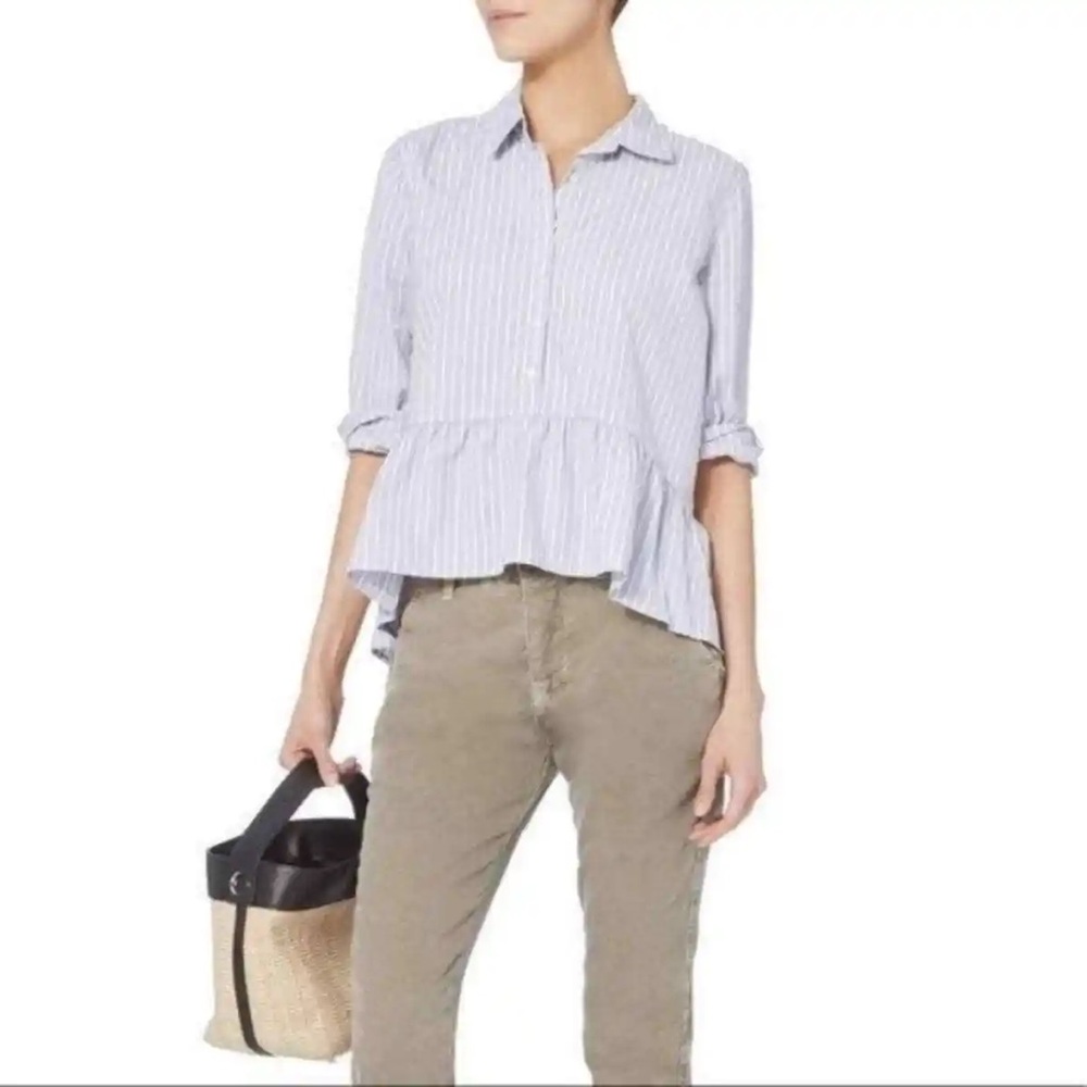 Trovota birds of paradis cotton lace up peplum blouse